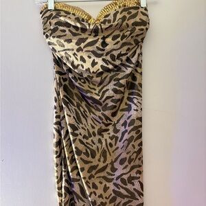 Wet Seal Animal Print Dress with Gold Highlights